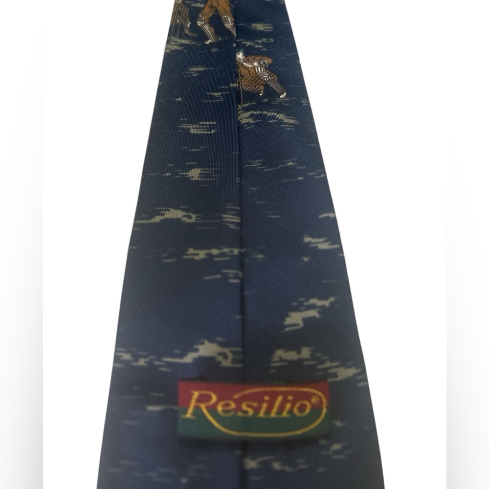 Vintage Silk Resilio Mens Tie Necktie Novelty Blue with Cricketeers-Rare - Picture 3 of 5